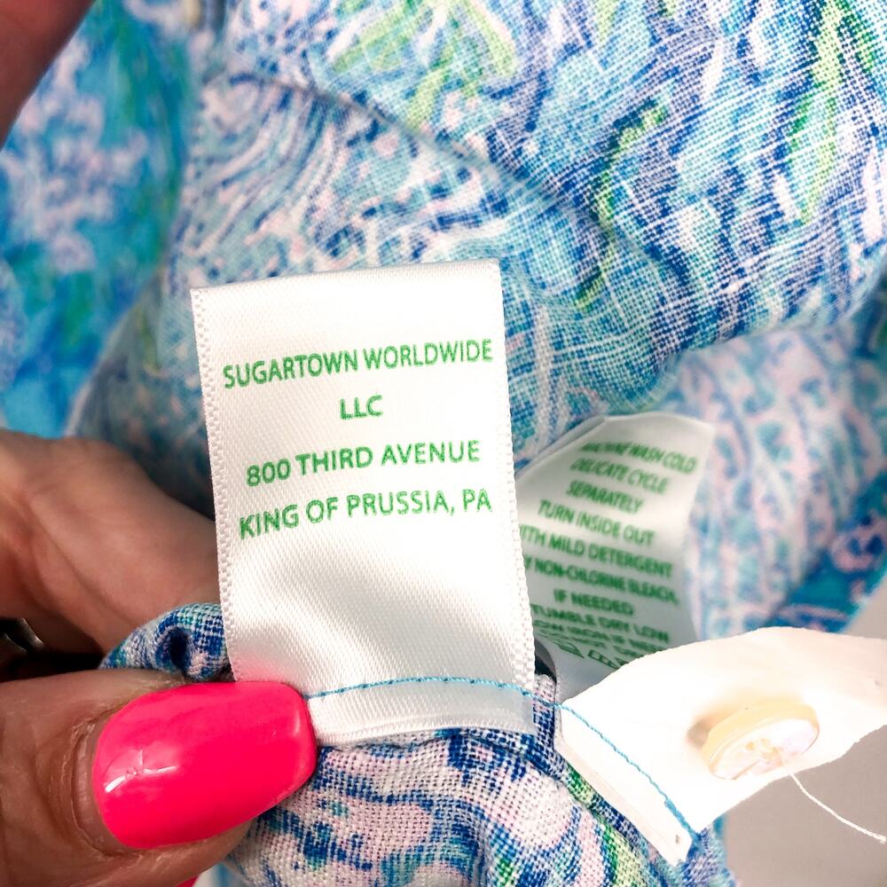 Lilly Pulitzer Sea View Swim Cover-Up M Blue Las Olas Aqua Strong Current NWT - Picture 11 of 12